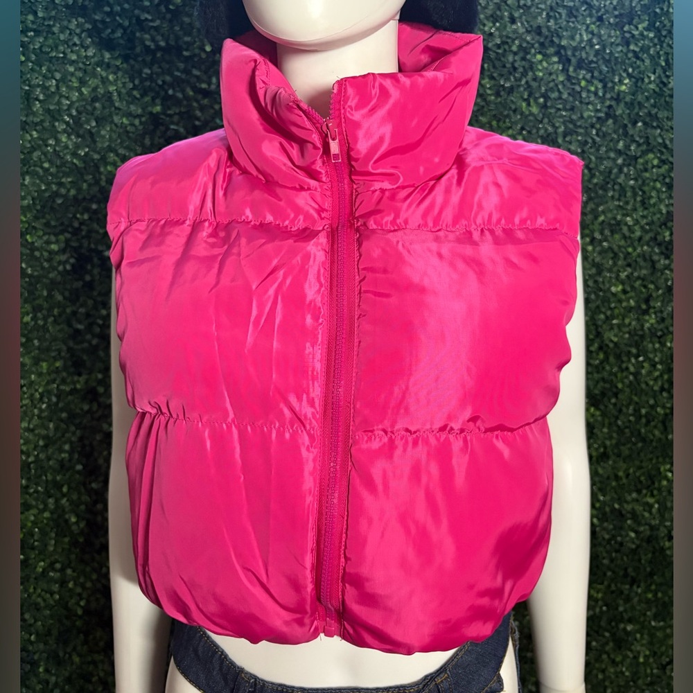 SHEIN Fuchsia Puffer Vest